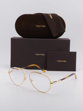 Tom Ford FT5622-B 030 Aviator Eyeglasses - Shiny Deep Gold 57mm